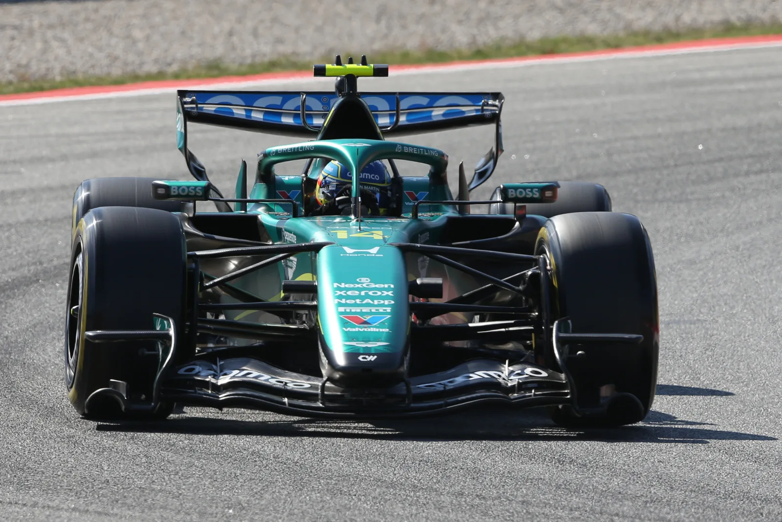 #14 Fernando Alonso, SPA, Aston Martin F1 Team during FP1 for the Formula One MSC Cruises Gran Premio de Barcelona, Catalunya, Spain